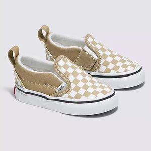 Vans Slip On V Checkerboard Shoes / Tan Brown White Ivory Cornstalk / Size 10